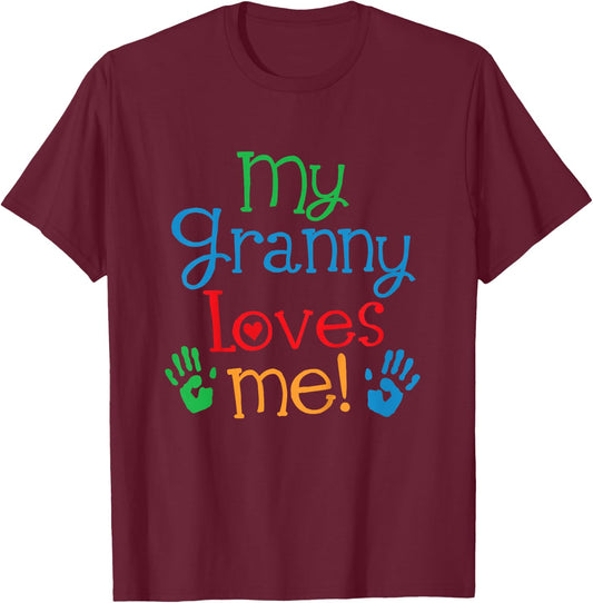 Kids My Granny Loves Me Grandchild T-Shirt - T-Shirt | Maroon