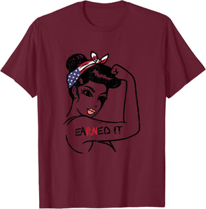 Unbreakable Earned It Flag RN Nurse Nursing Graduation Gift T-Shirt - T-Shirt | Maroon