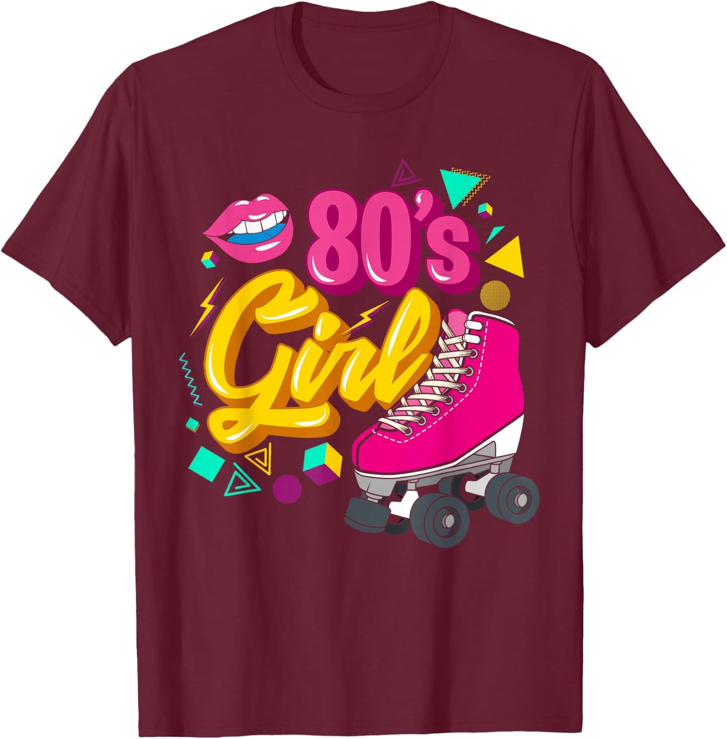 80s Party Theme Party Outfit Costume Vintage Retro 80's Girl T-Shirt - T-Shirt | Maroon