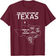 Five States of Texas - Funny Maps of Dallas Houston Austin Short Sleeve T-Shirt - T-Shirt | Maroon