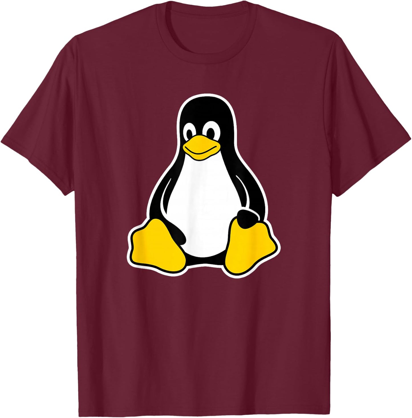 Linux Tux Penguin Mascot Logo Open Source Software Engineer T-Shirt - T-Shirt | Maroon