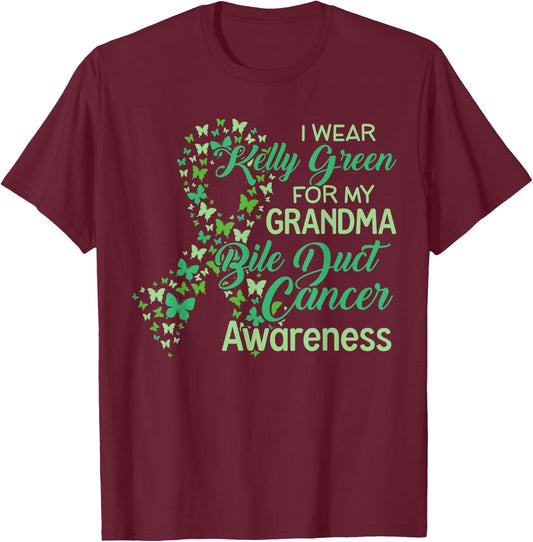 I wear Kelly Green for my Grandma Gallbladder Cancer T-Shirt - T-Shirt | Maroon