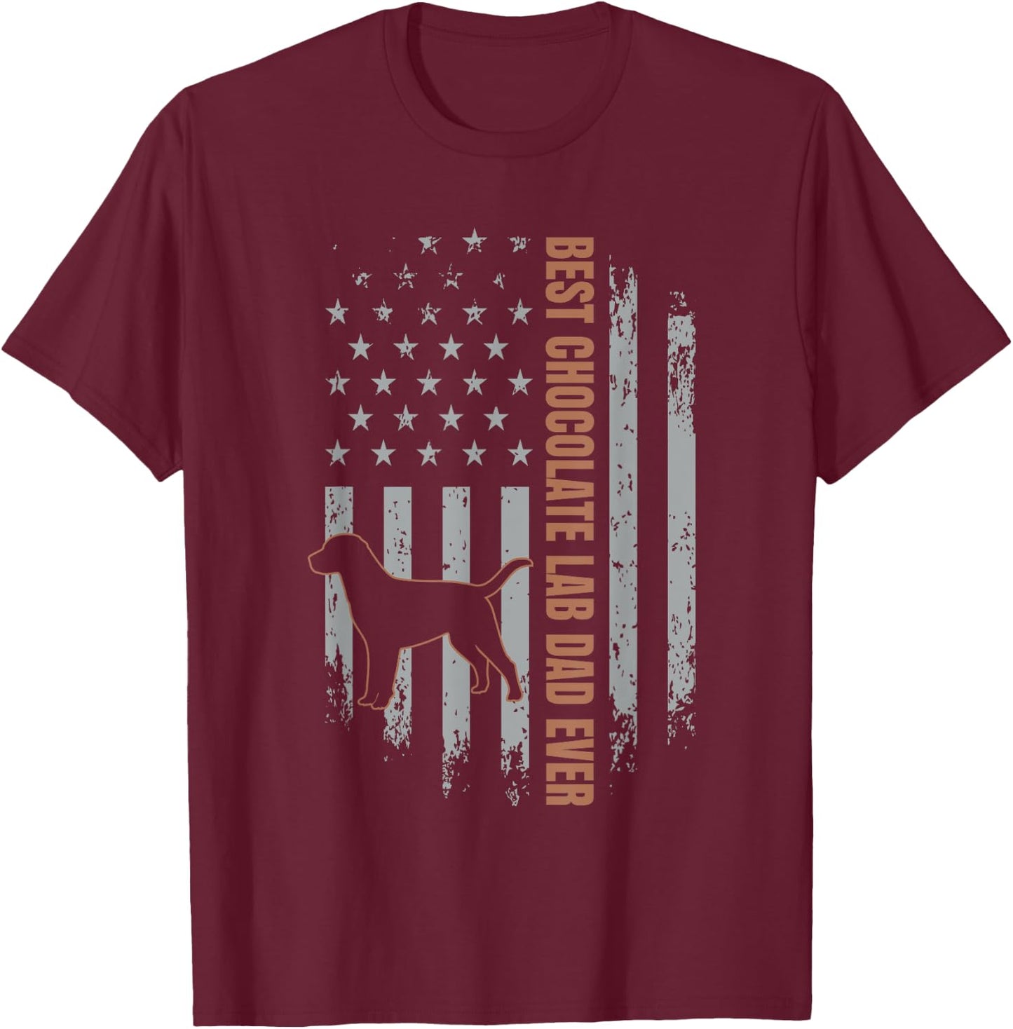 Chocolate Lab Dad American Flag Brown Labrador Retriever T-Shirt - T-Shirt | Maroon