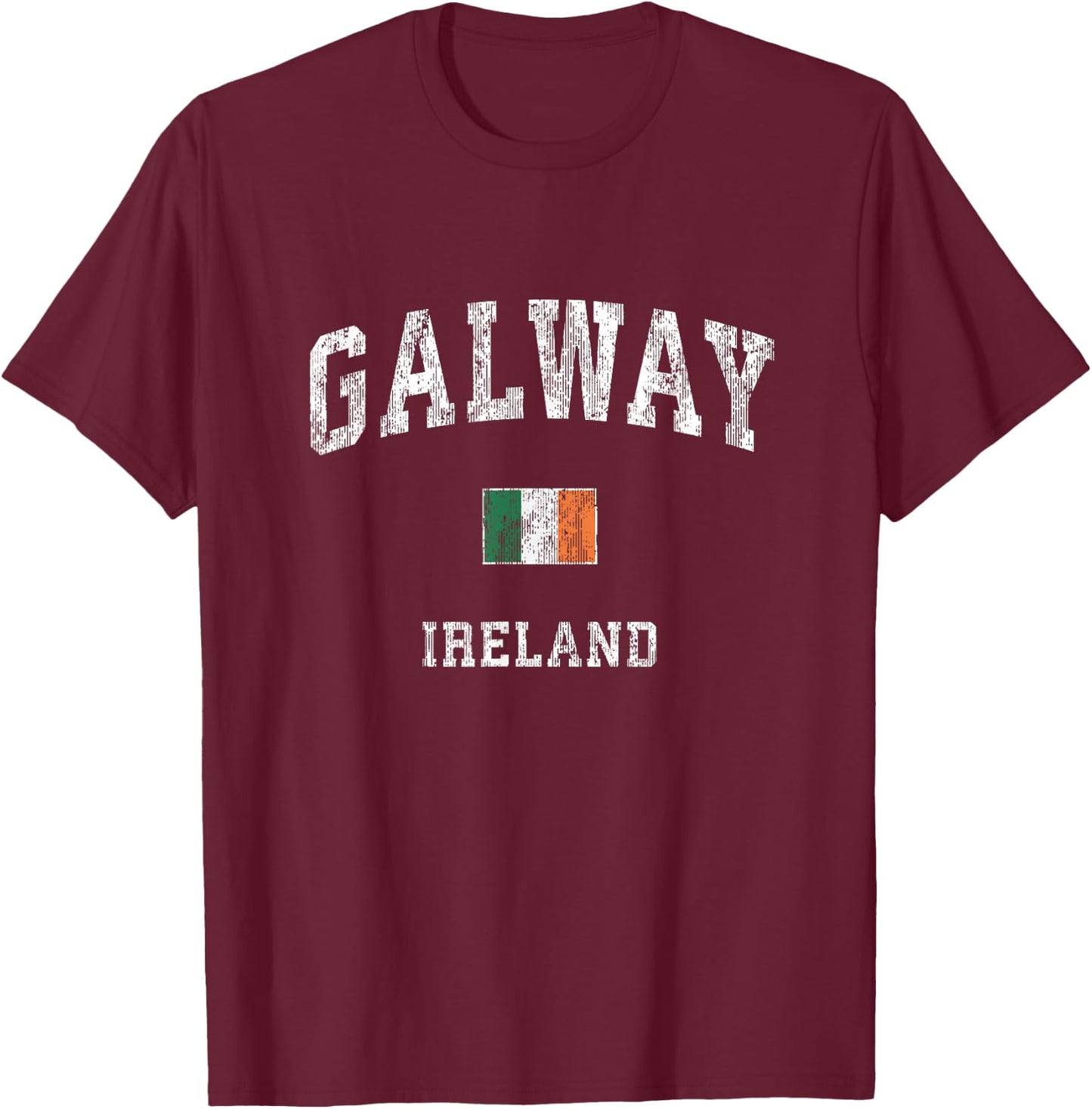 Galway Ireland Vintage Athletic Sports Design T-Shirt - T-Shirt | Maroon