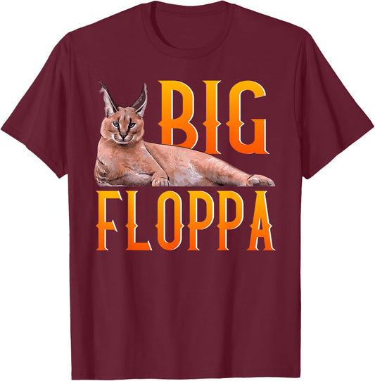 Big Floppa Meme Cute Caracal Cat T-Shirt - T-Shirt | Maroon