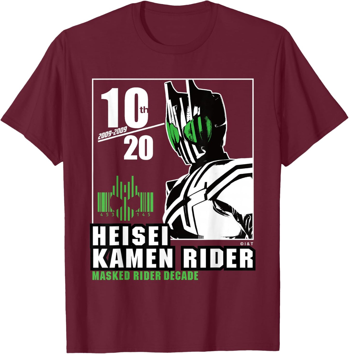 Kamen Rider Decade Heisei Rider Anniversary - Black, Small, , Modern, Casual, Short Sleeve, , Pull On, Imported, Adult, Men, Youth, Anime, Themed, Anniversary Design T-Shirt - T-Shirt | Maroon