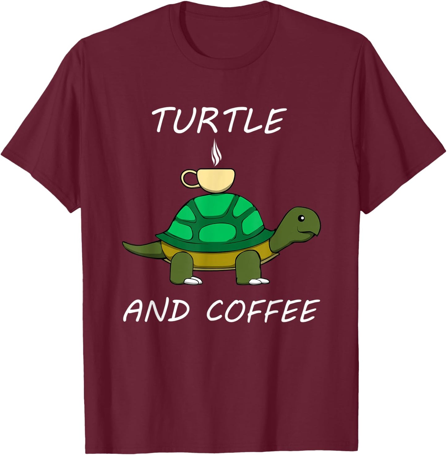 Turtle and Coffee Cute Tortoise Caffeine T-Shirt - T-Shirt | Maroon