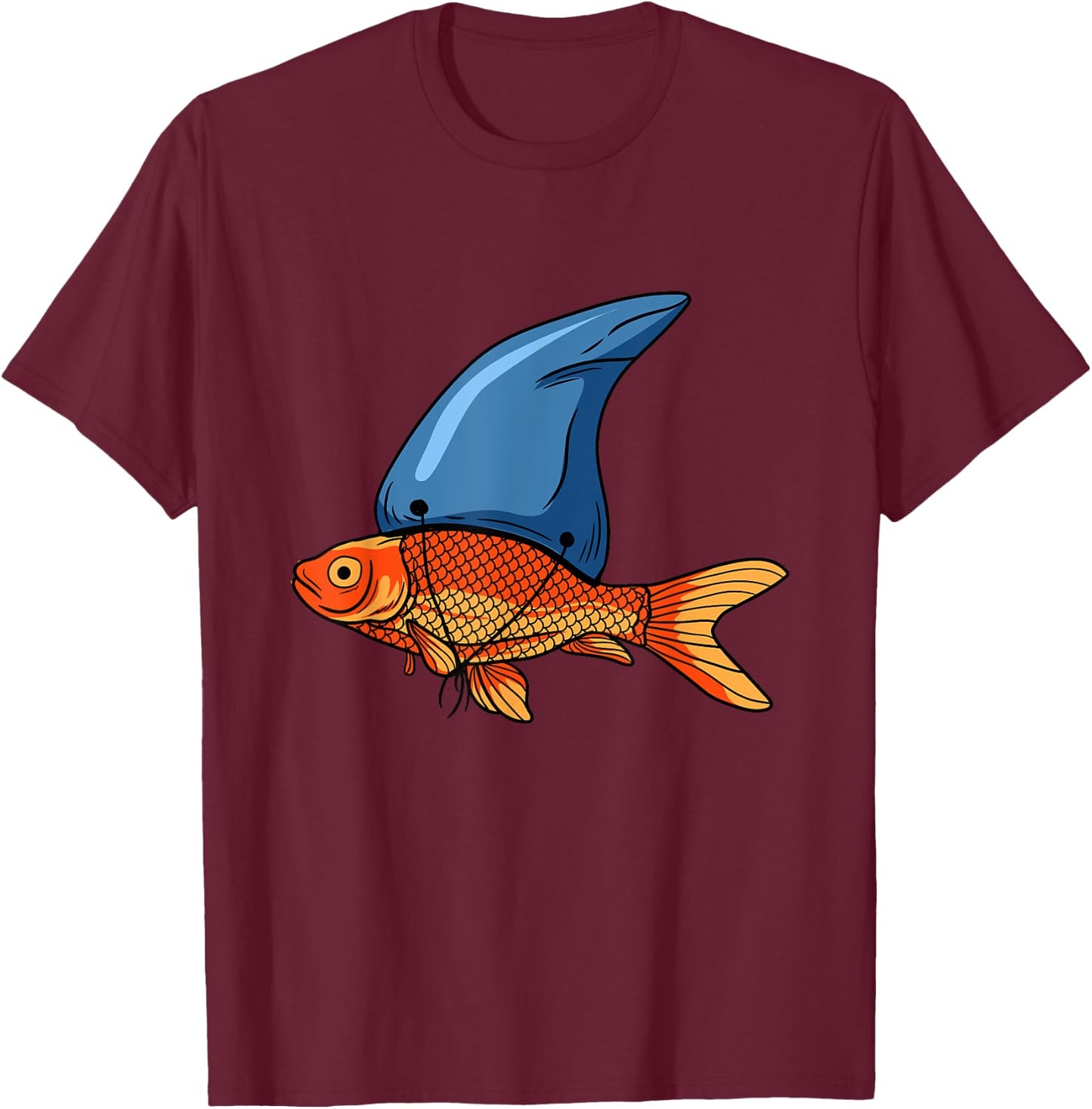 Goldfish with Shark Fin - Motivation Fishing Fish Aquarium T-Shirt - T-Shirt | Maroon