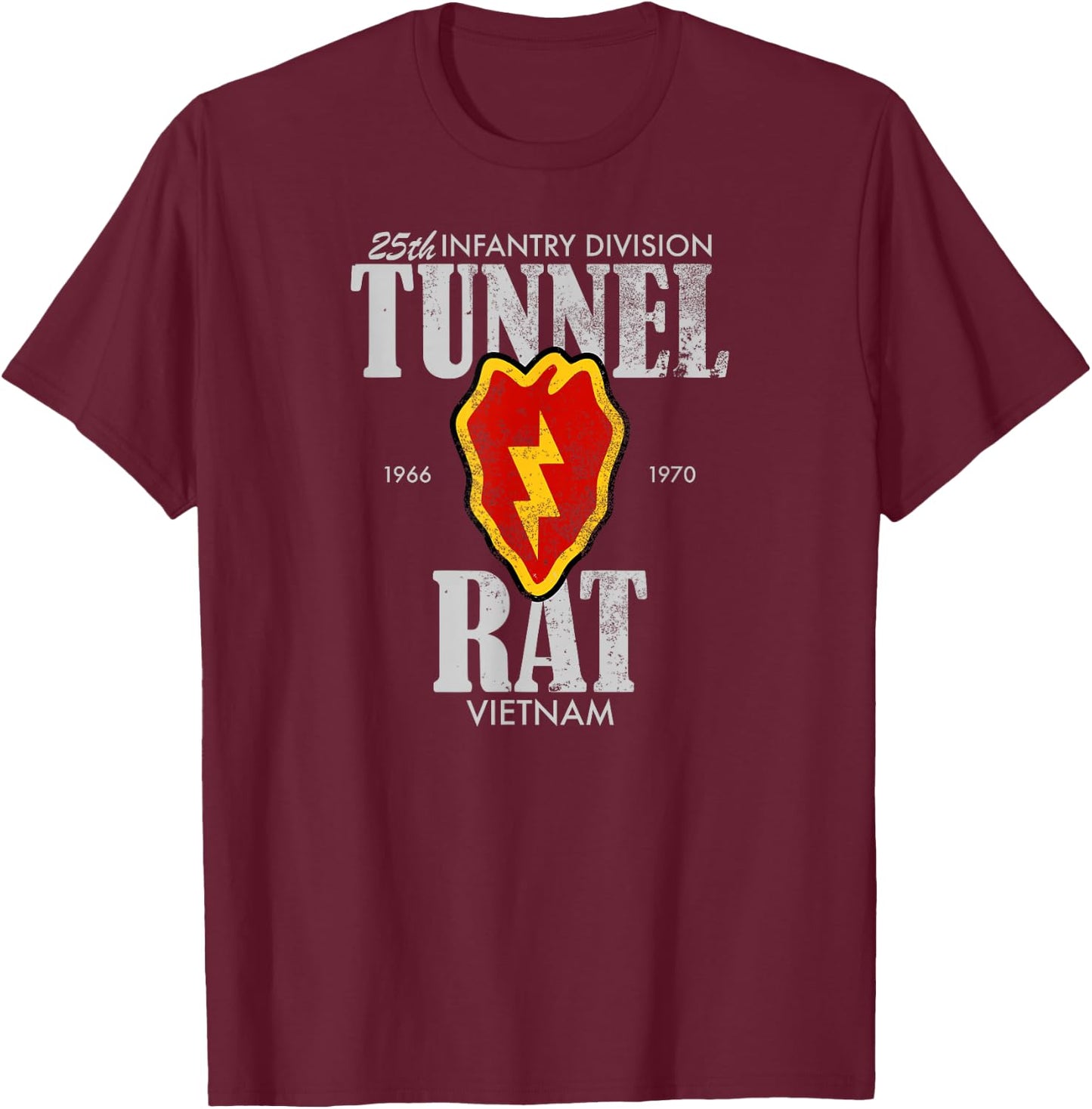 Tunnel Rat - 25th Infantry Vietnam (distressed) T-Shirt - T-Shirt | Maroon