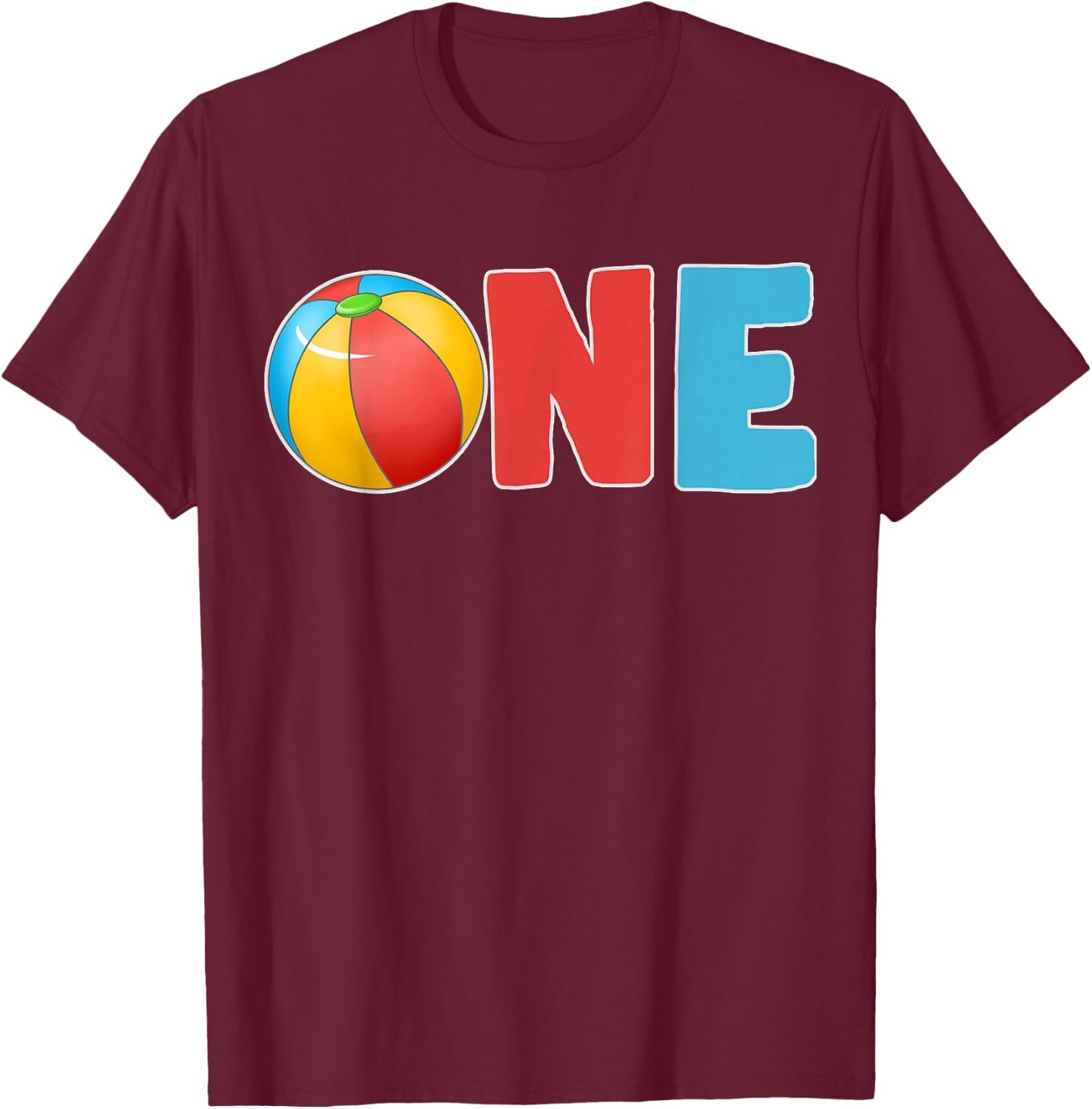 1st Birthday Boy Beach Ball Family Matching Party T-Shirt - T-Shirt | Maroon