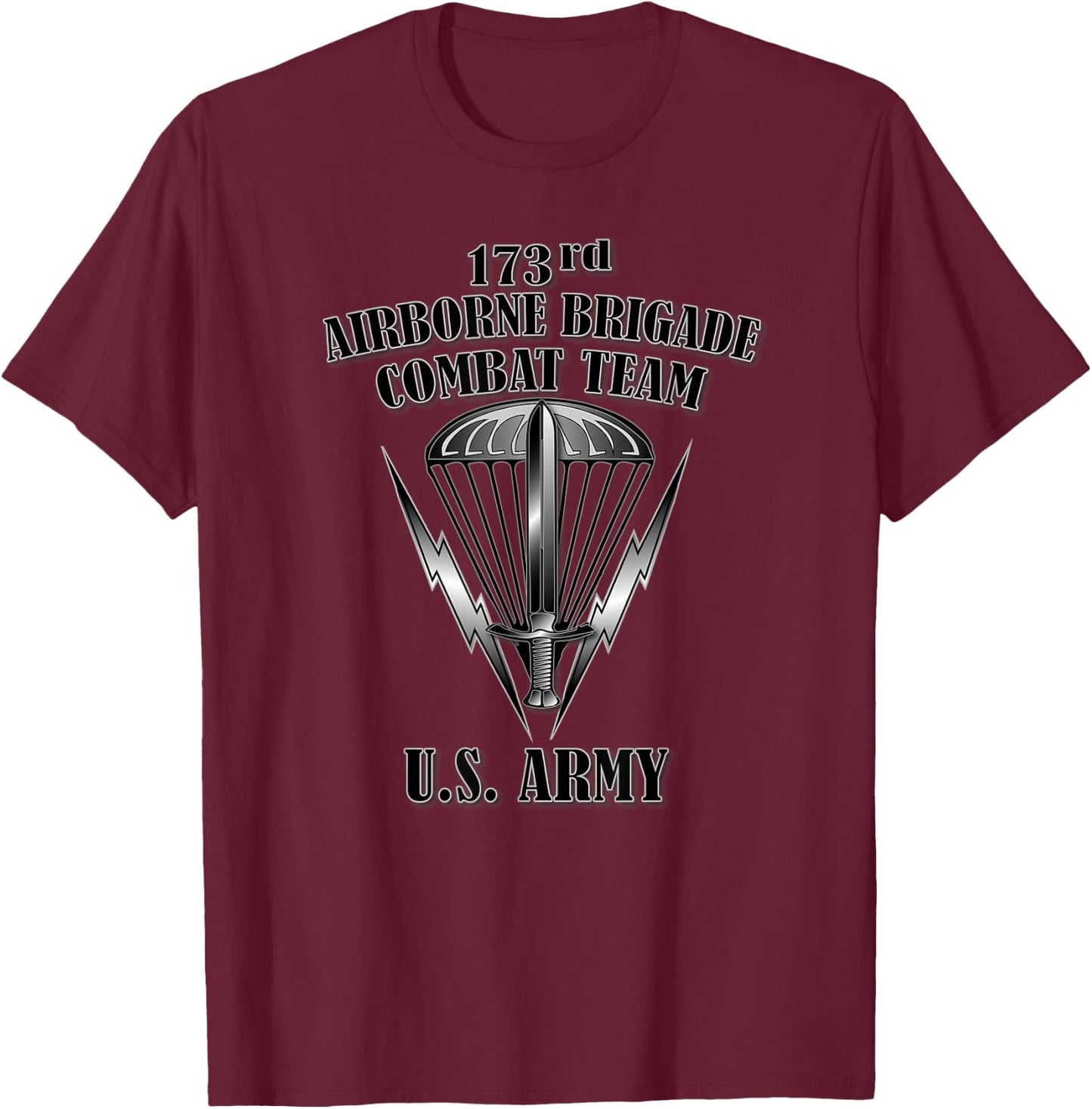 173rd Airborne Brigade Combat Team (Front Design) T-Shirt - T-Shirt | Maroon