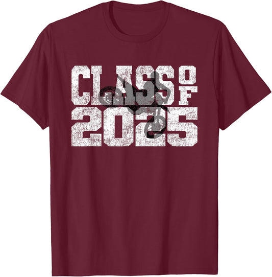 Vintage Class of 2025 Motocross Dirt Bike Motorcycle Lover T-Shirt - T-Shirt | Maroon
