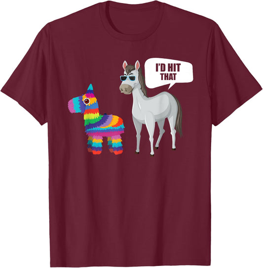 Horse Id Hit That Pinata Mexican Funny Cinco de Mayo T-Shirt - T-Shirt | Maroon