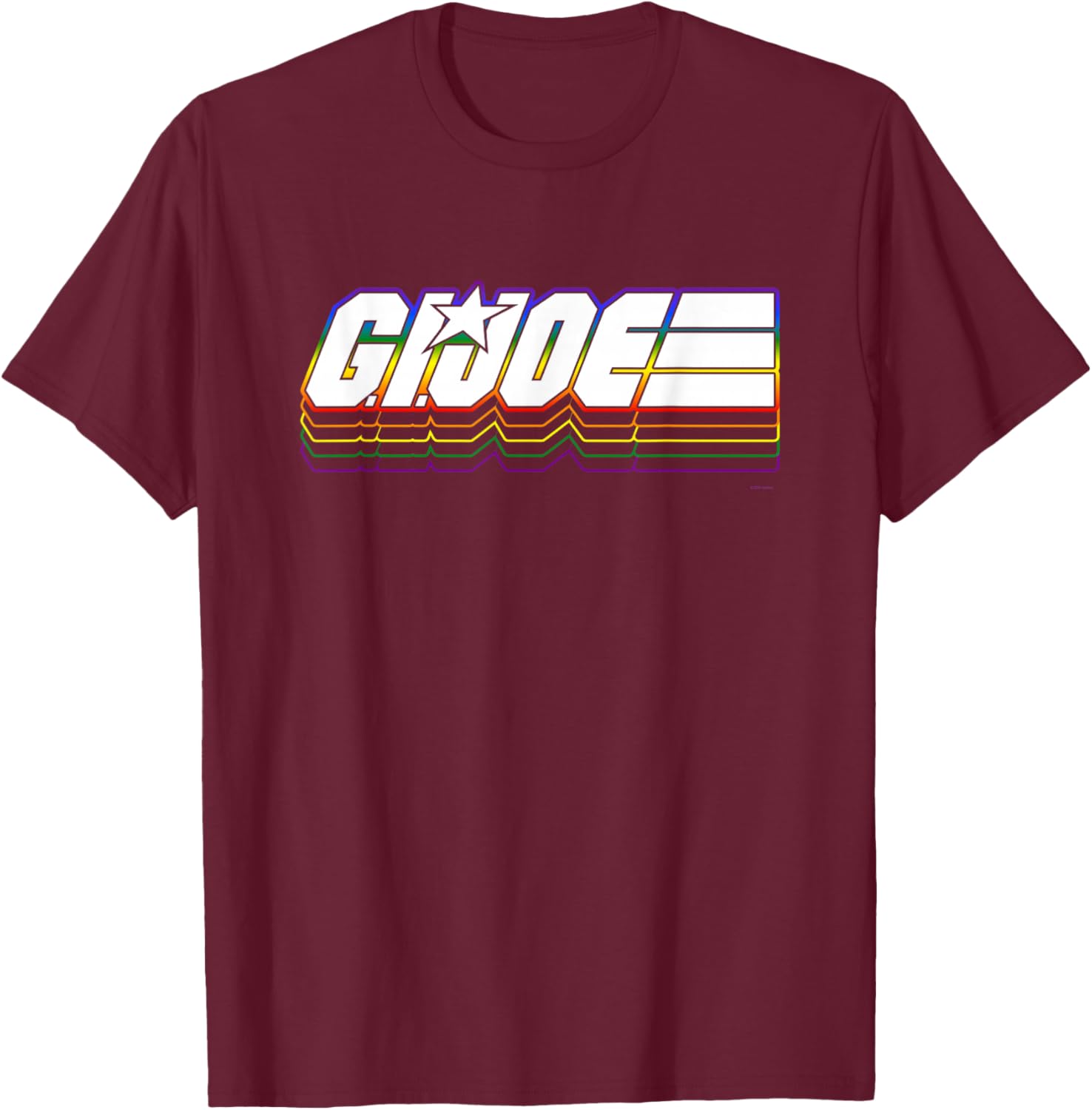 G.I. Joe Rainbow Outline Classic Hasbro Toy Logo T-Shirt - T-Shirt | Maroon