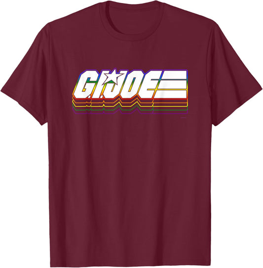 G.I. Joe Rainbow Outline Classic Hasbro Toy Logo T-Shirt - T-Shirt | Maroon
