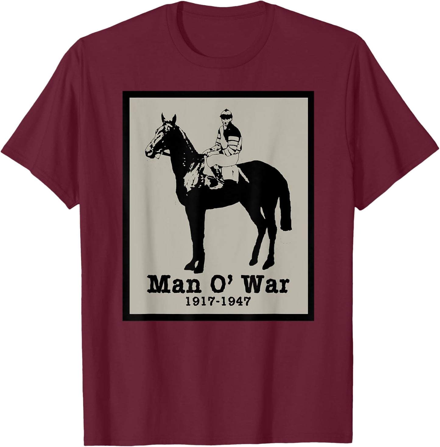 MAN O' WAR Vintage Race Horse T-Shirt - T-Shirt | Maroon