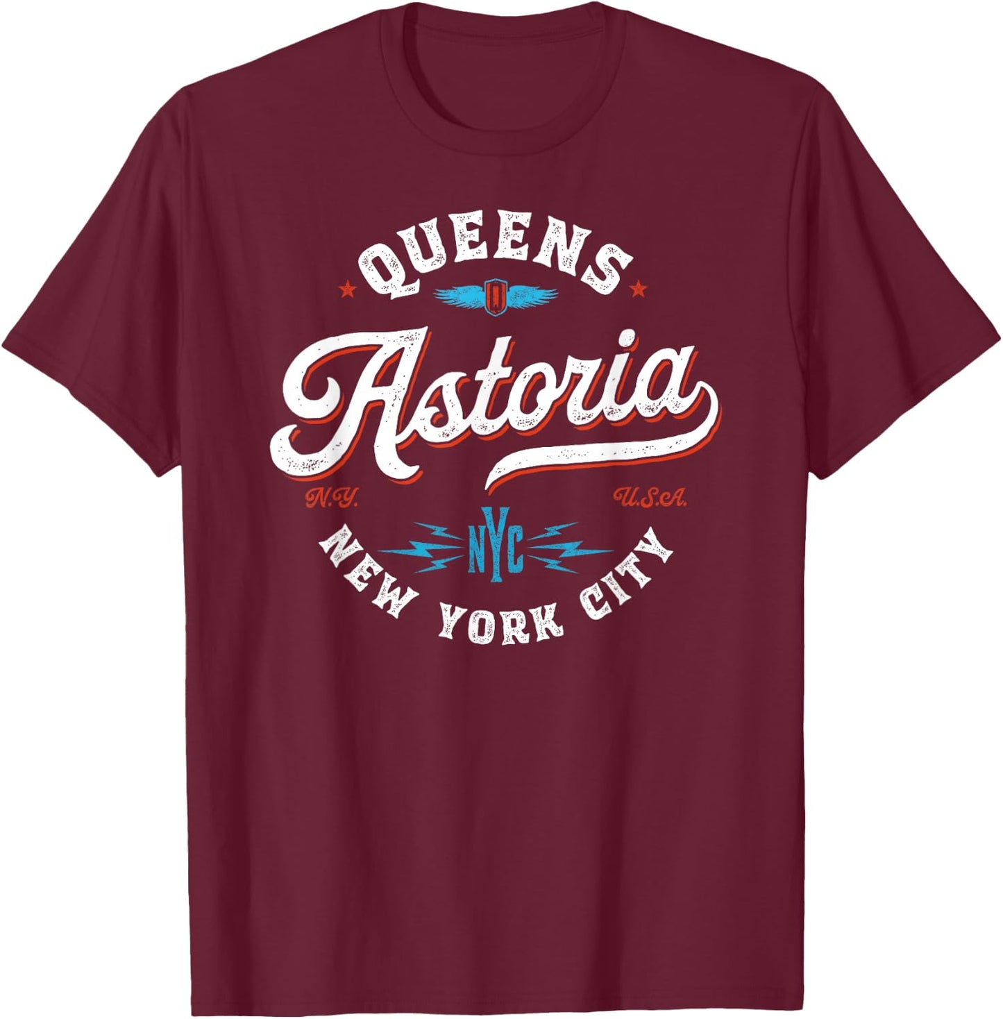 Astoria New York - Queens NYC retro graphic T-Shirt - T-Shirt | Maroon