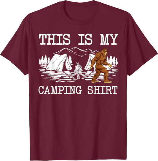 Funny Bigfoot Campfire Sasquatch This Is My Camping T-Shirt - T-Shirt | Maroon