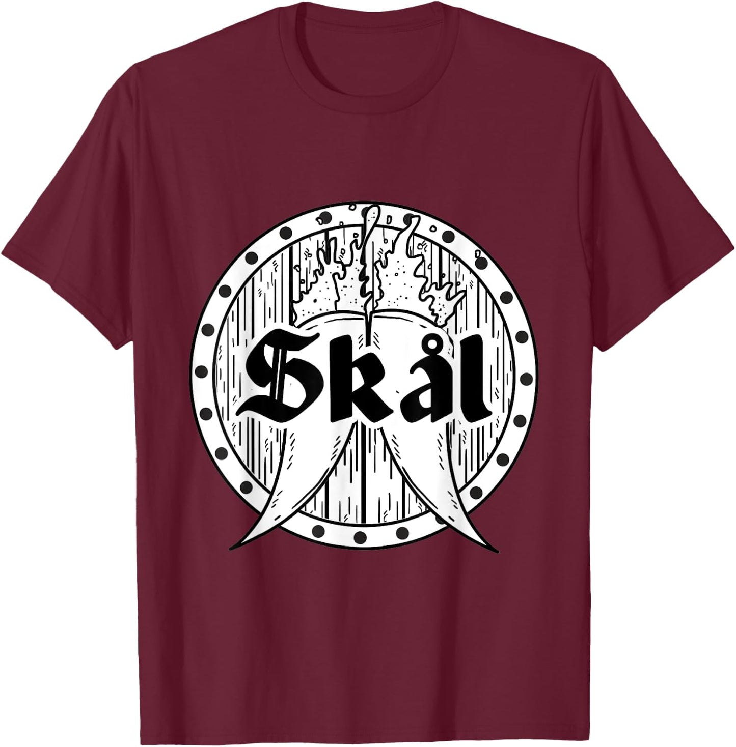 Skal Norwegian Cheers Rune Thor Drinking Horn Viking T-Shirt - T-Shirt | Maroon