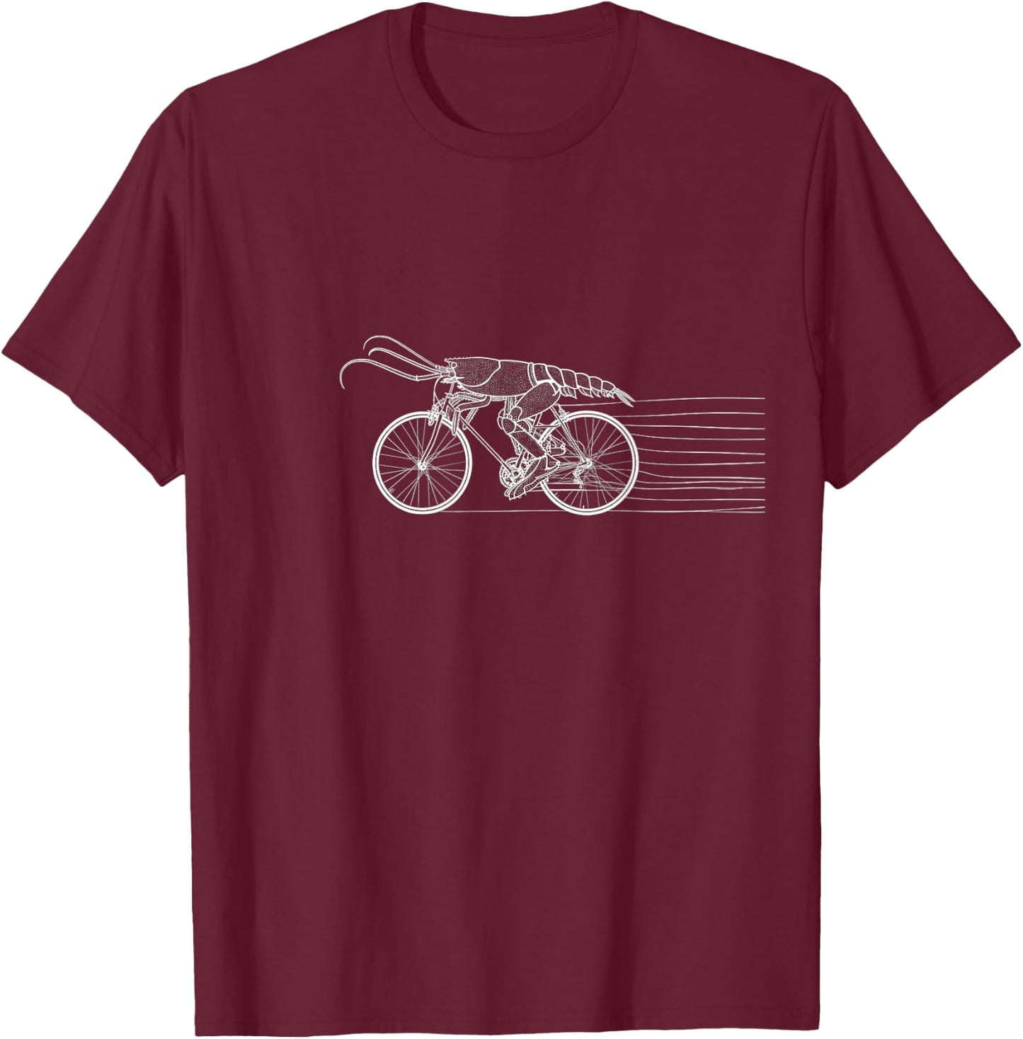 Cycling Lobster Crawfish Funny Mountain Bike Cyclist Bicycle T-Shirt - T-Shirt | Maroon