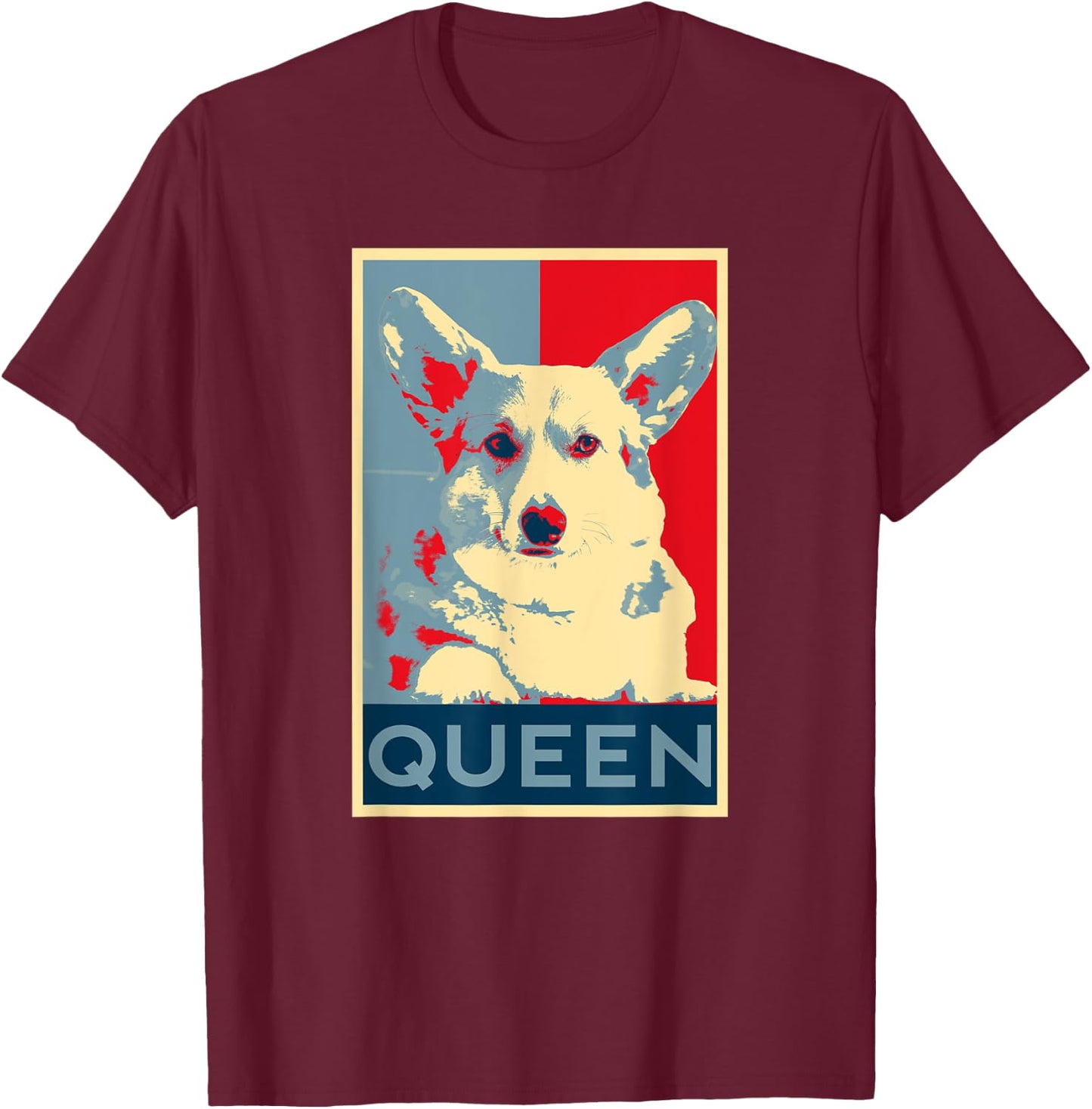 Corgi Queen Funny Corgi Dog Queen of England Men Women Girls Kids T-Shirt - T-Shirt | Maroon