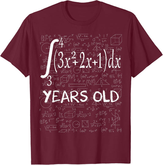 Funny Math Geek Integral Calculus 45th Birthday 45 Years Old T-Shirt - T-Shirt | Maroon
