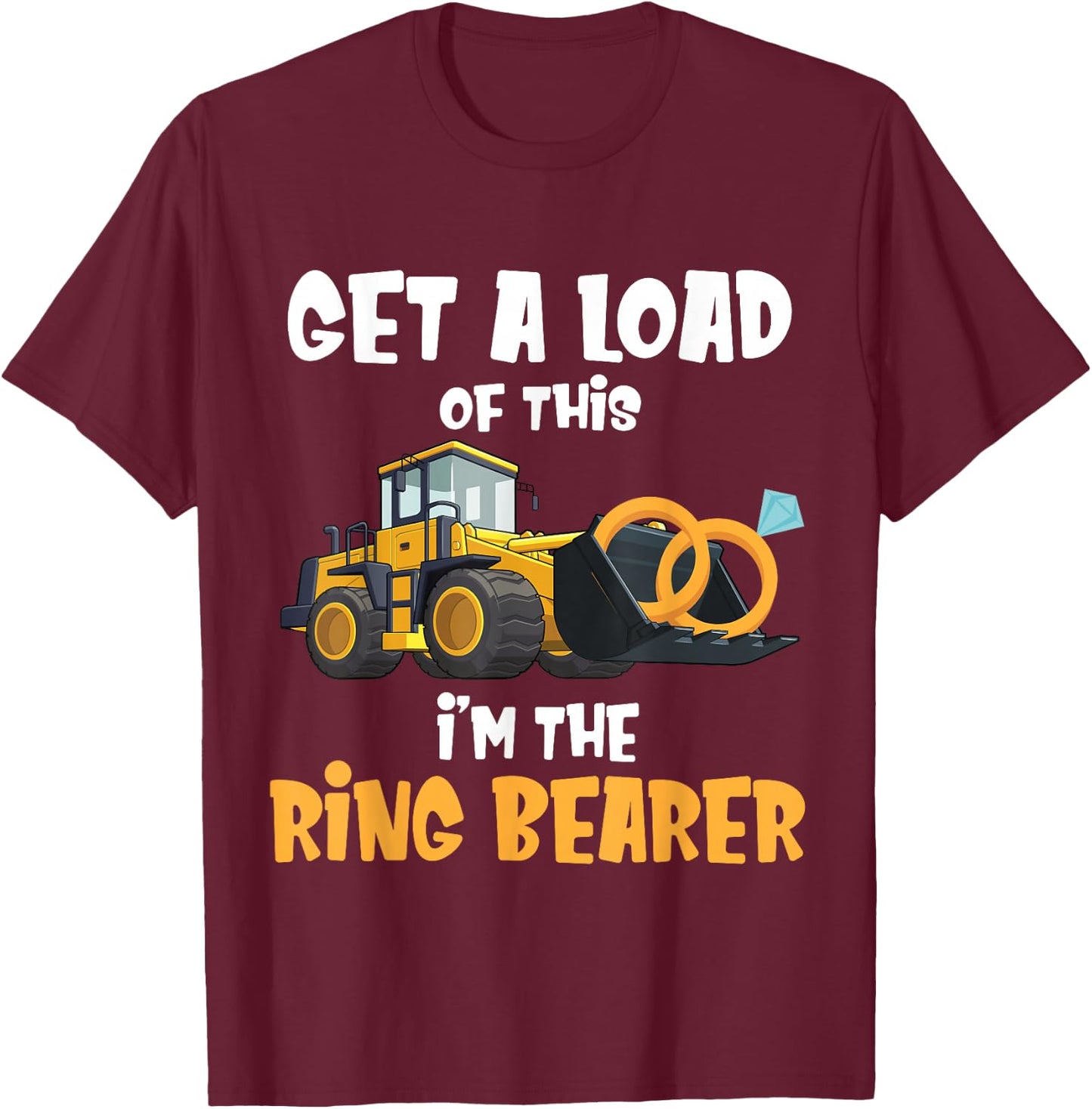 Funny Wedding Party Ring Bearer Excavator Boys Ring Bearer T-Shirt - T-Shirt | Maroon