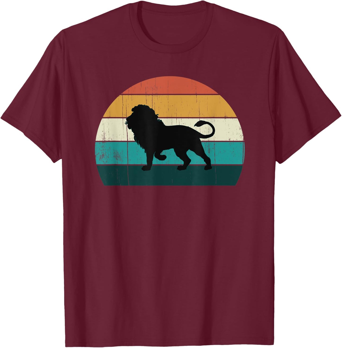 Retro Lion Mane Pride - Vintage Sunset African Land Mammals T-Shirt - T-Shirt | Maroon