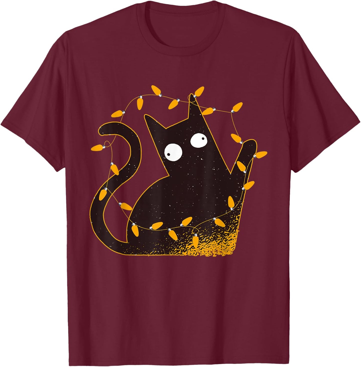 Meowy Catmas Meowie Christmas Sweater Naughty Cat Light Tree T-Shirt - T-Shirt | Maroon