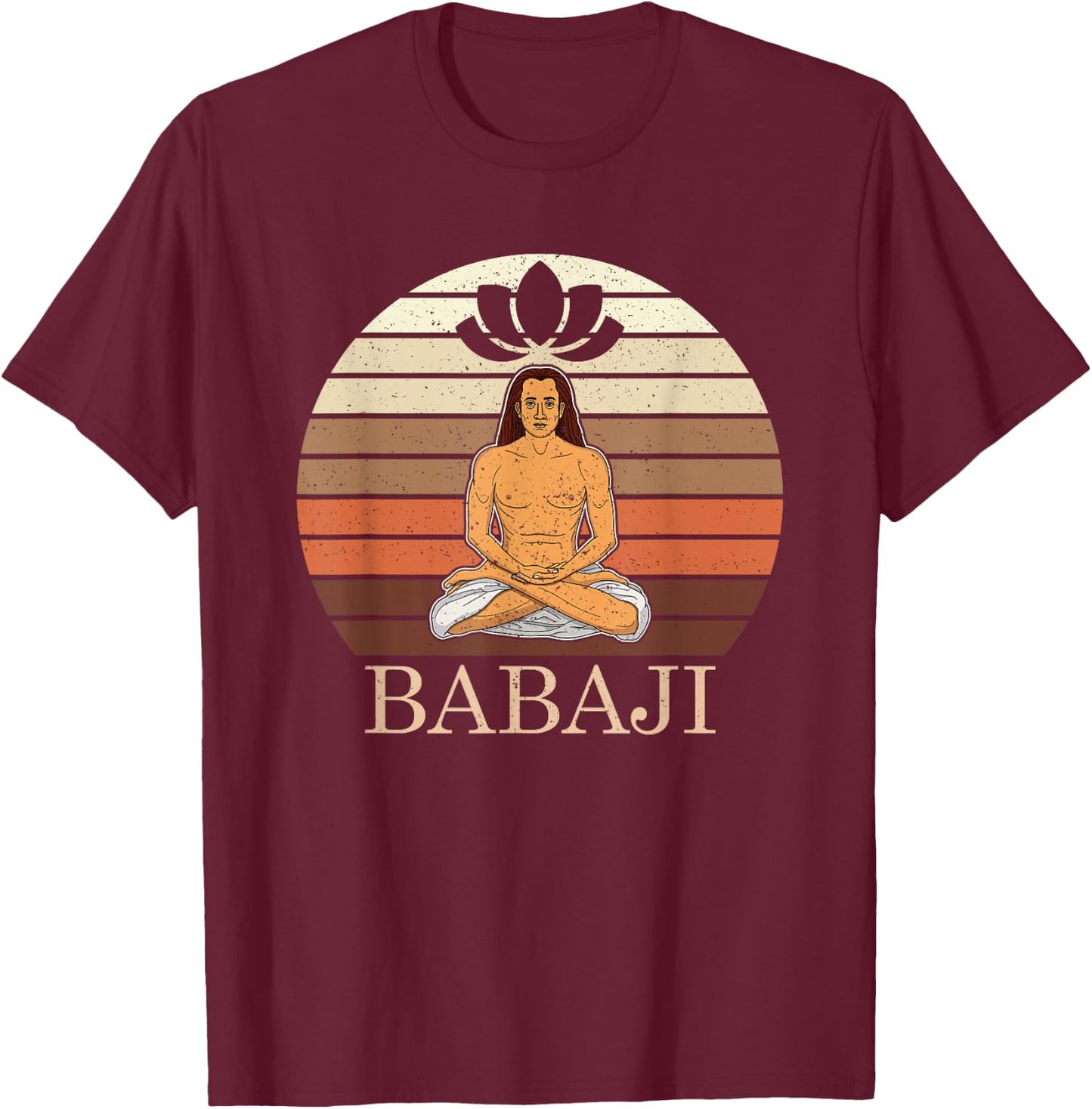 Mahavatar Babaji Hinduism Buddha Peace master fitness poses T-Shirt - T-Shirt | Maroon