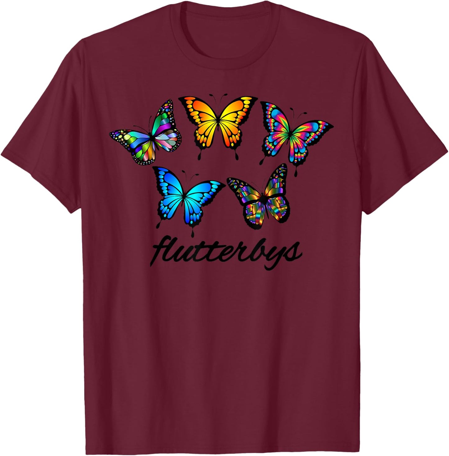 Flutterbys Butterfly Butterflies Trendy Monarch Gardening T-Shirt - T-Shirt | Maroon