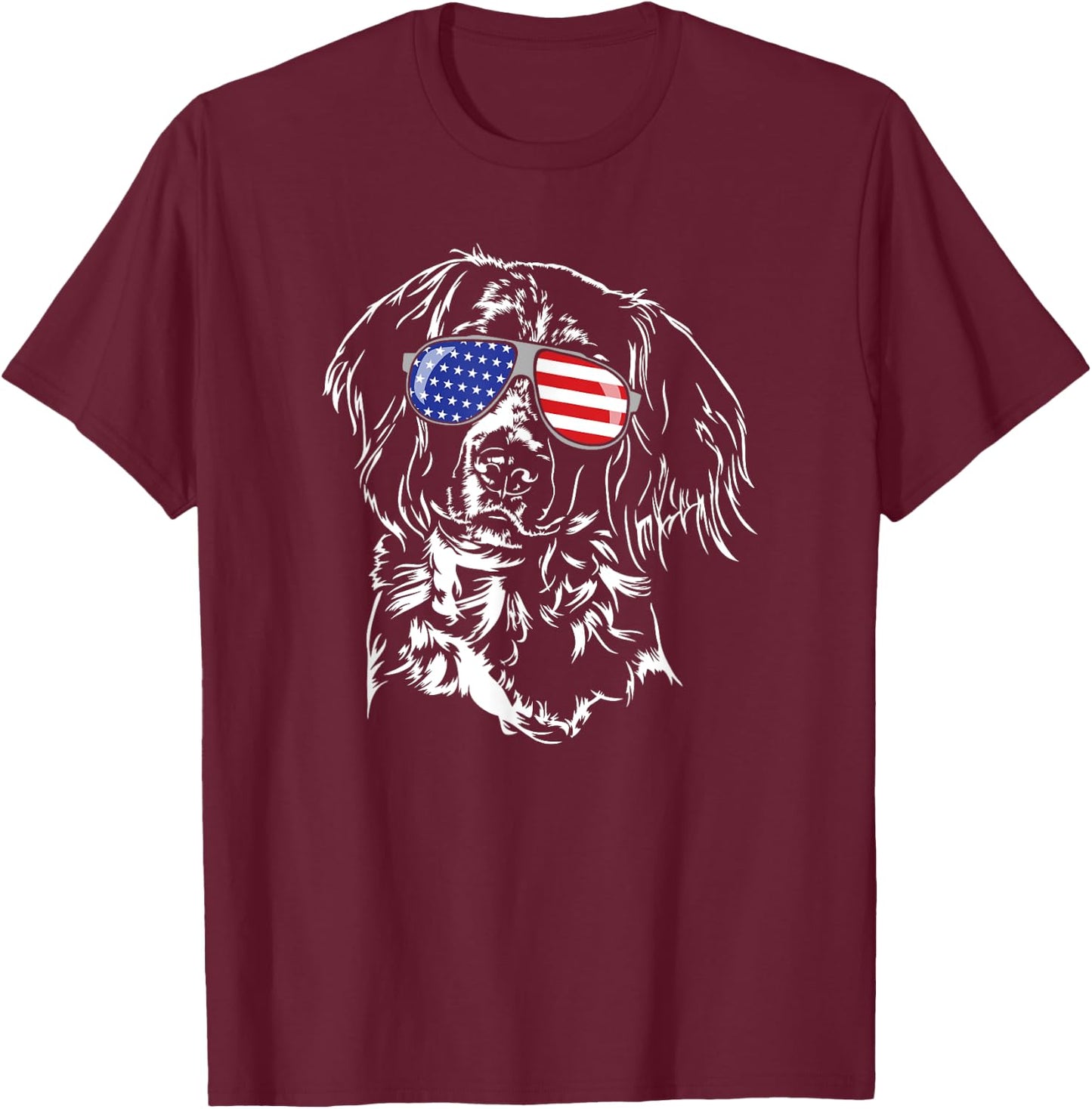 Funny Proud Small Munsterlander Pointer American Flag dog T-Shirt - T-Shirt | Maroon