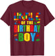 Uncle Of The Birthday Boy Building Blocks Bricks Builder T-Shirt - T-Shirt | Maroon
