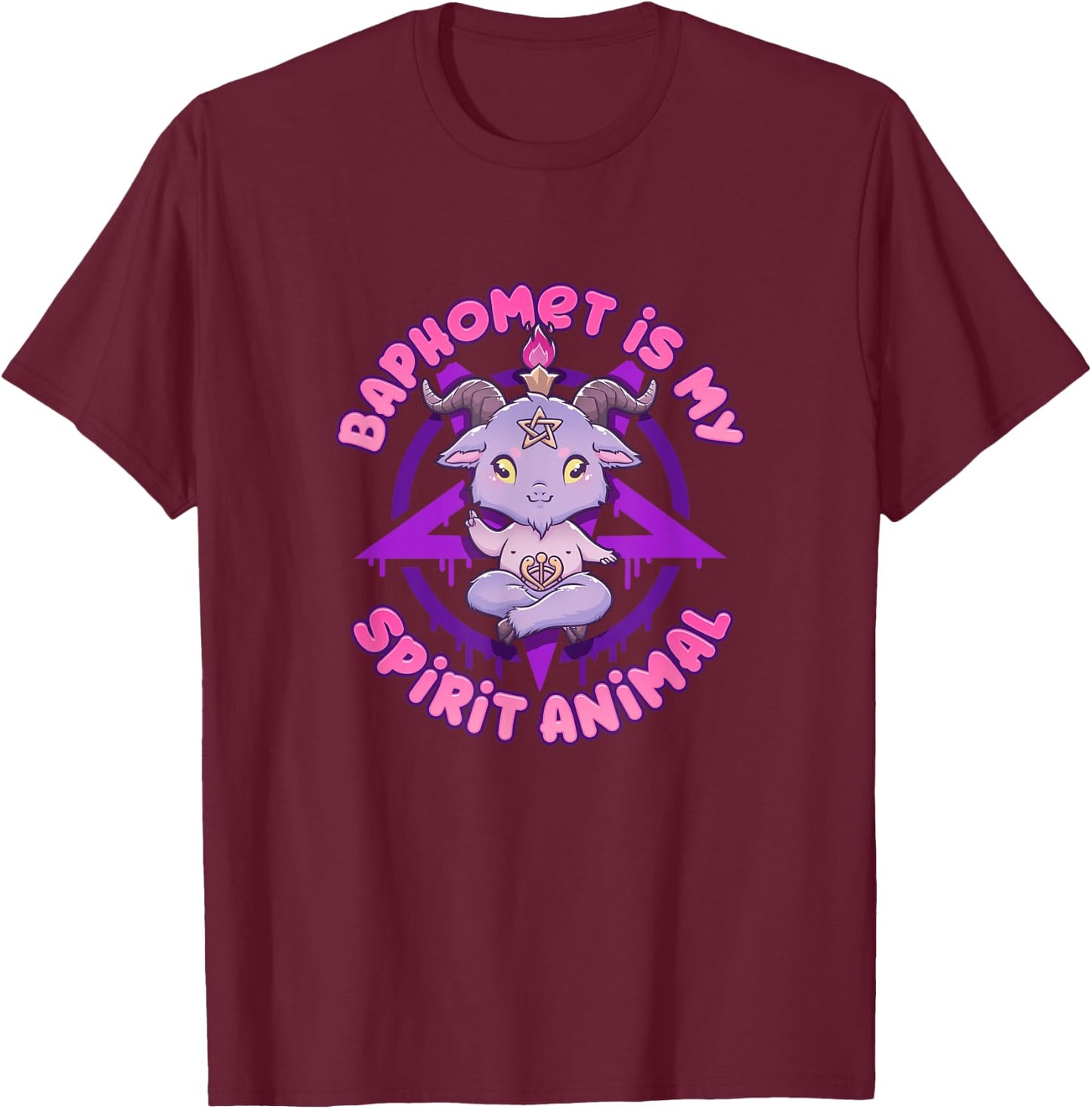 Baphomet Is My Spirit Animal I Cute Satanic Goat T-Shirt - T-Shirt | Maroon