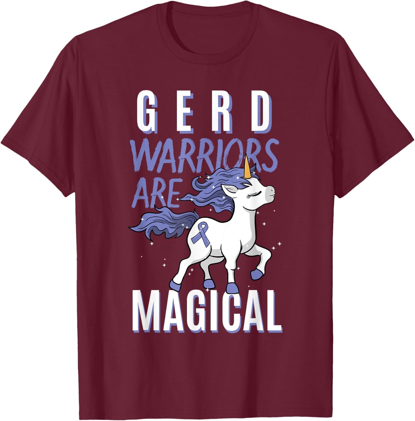 GERD Warrior Gastroesophageal Reflux Disease Unicorn Lover T-Shirt - T-Shirt | Maroon