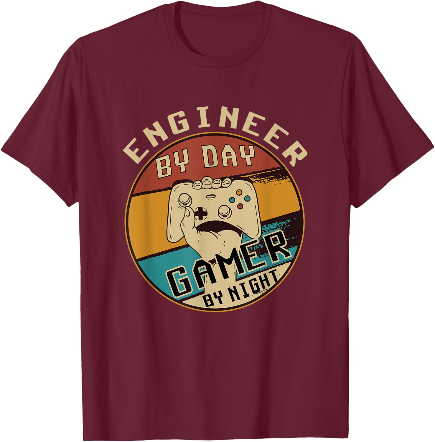 Engineer by Day Gamer by Night T-Shirt - T-Shirt | Maroon