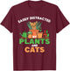 Easily Distracted By Plants And Cats Cute Cat With Flowers Men Women Kids T-Shirt - T-Shirt | Maroon