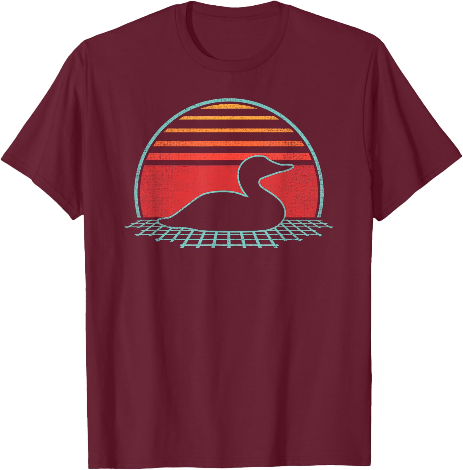 Loon Lover Bird Animal Retro Vintage 80s Style T-Shirt - T-Shirt | Maroon