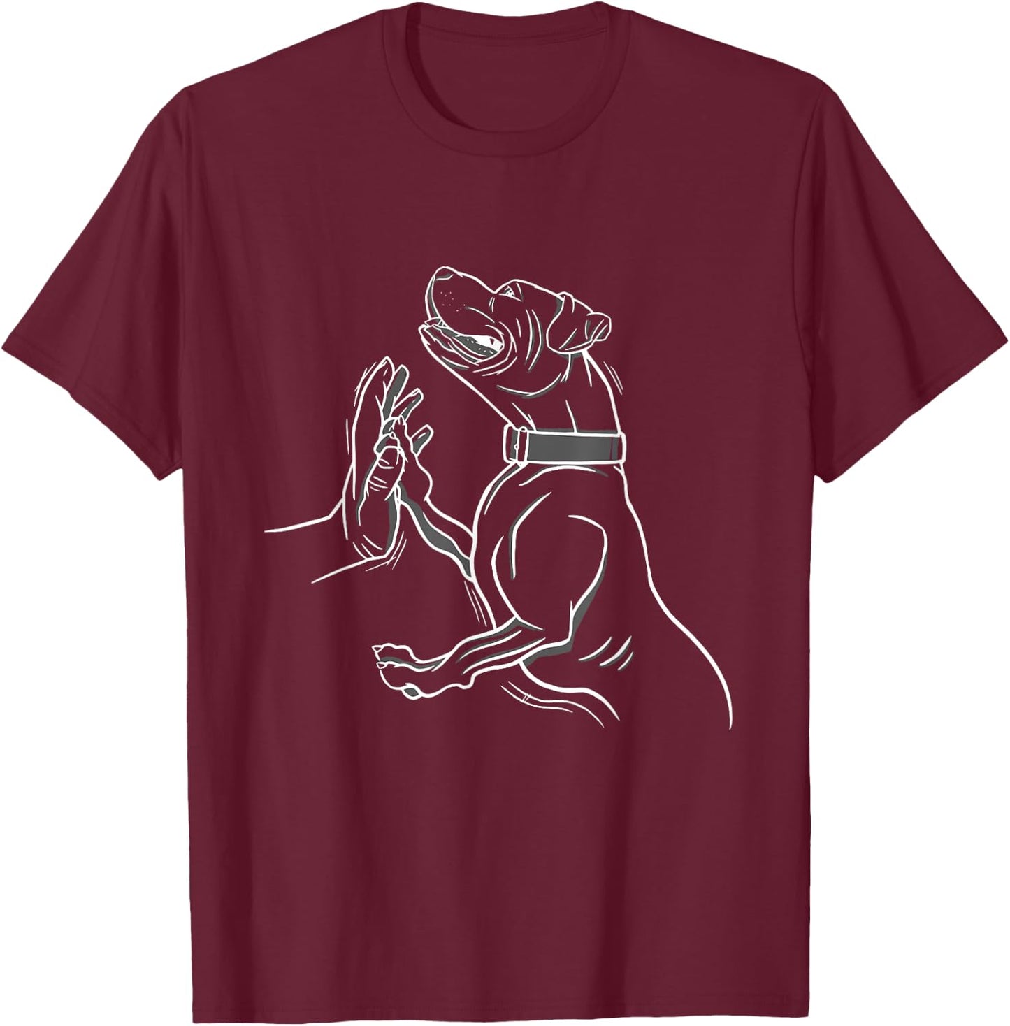 Boxer Pitbull Mom & Dad Dog Gifts -Adults Black Cotton Small Classic Fit Short Sleeve Dog-Themed T-Shirt - T-Shirt | Maroon