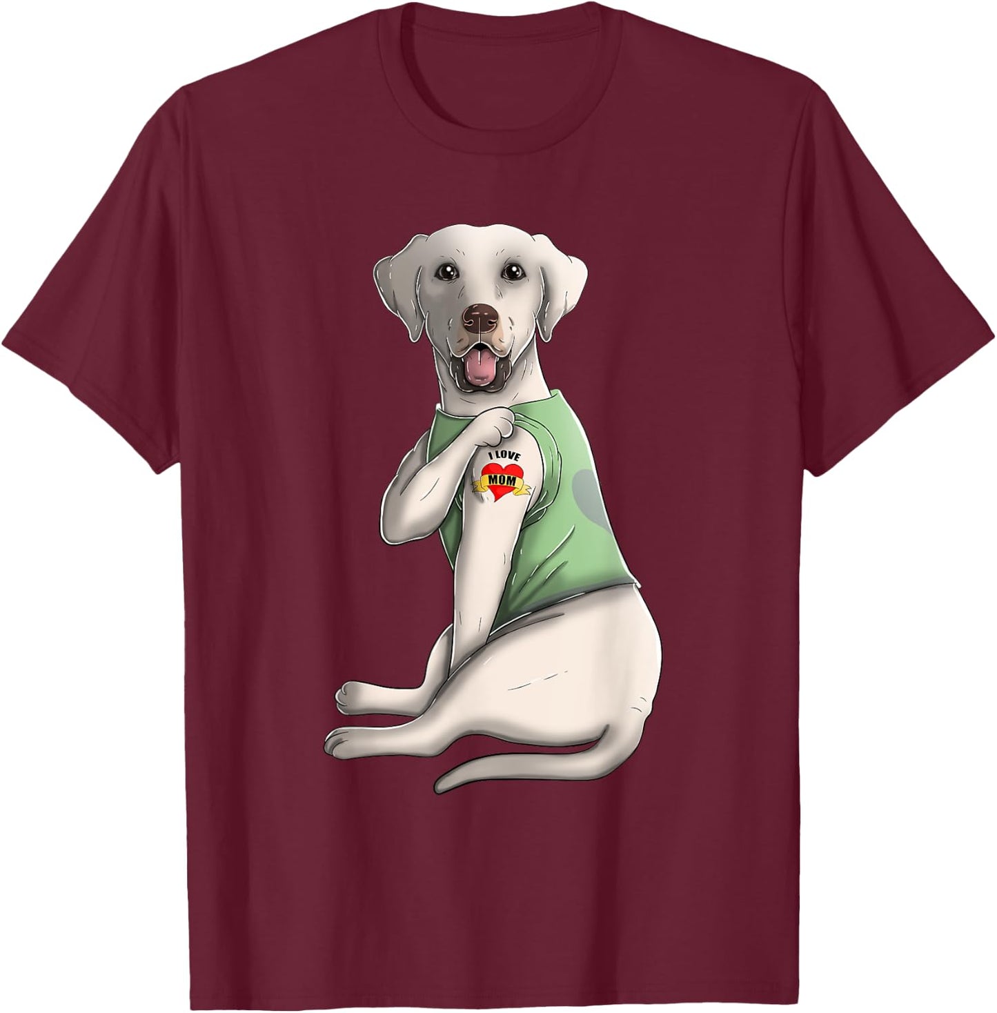 Labrador Retriever I Love Mom Tattoo Dog Shirt Mother's Day Men Women Kids T-Shirt - T-Shirt | Maroon