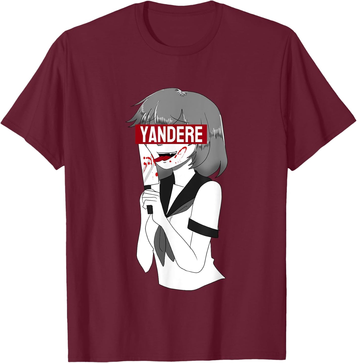 Yandere Anime Girl I Japanese Anime Manga T-Shirt - T-Shirt | Maroon