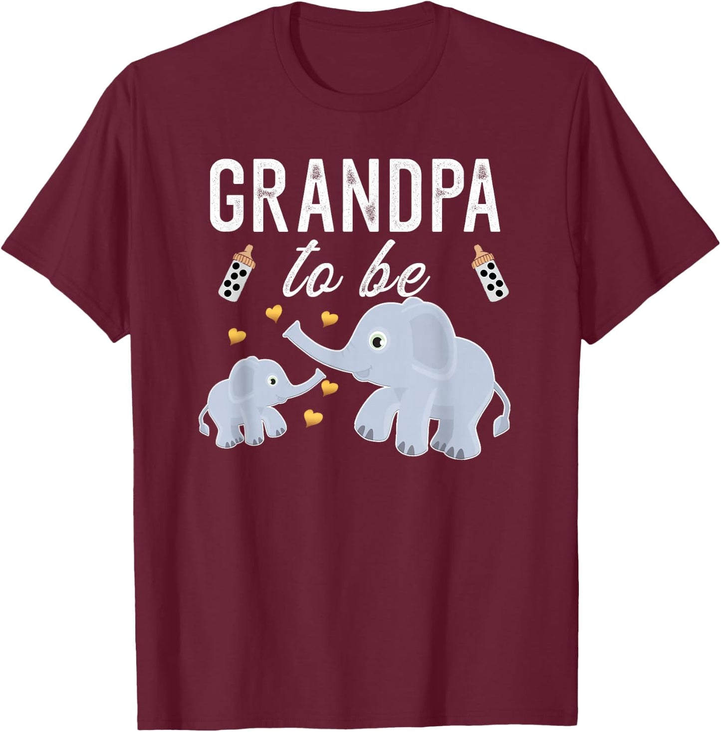 Grandpa To Be Elephant Baby Shower Grandpa T-Shirt - T-Shirt | Maroon