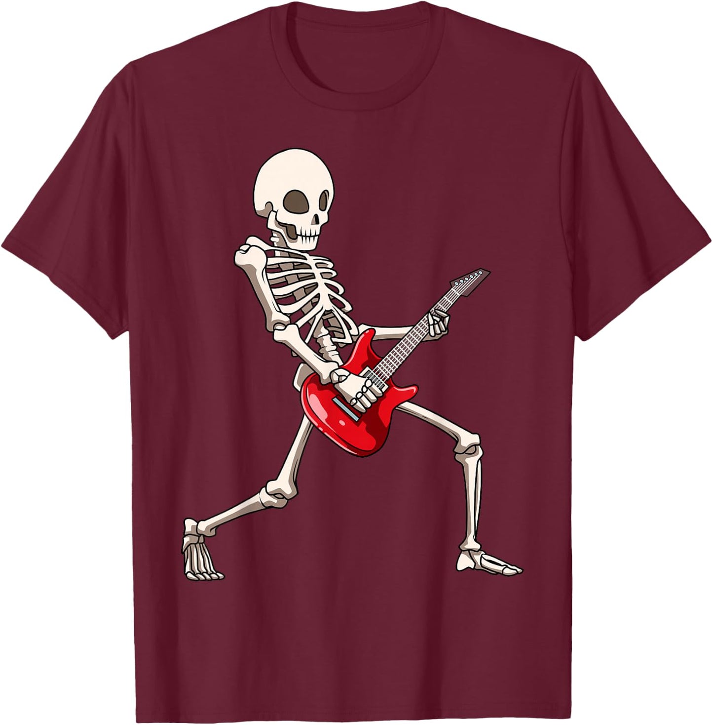 Skeleton Guitar Players Skeleton Playing Guitar Guitarists T-Shirt - T-Shirt | Maroon