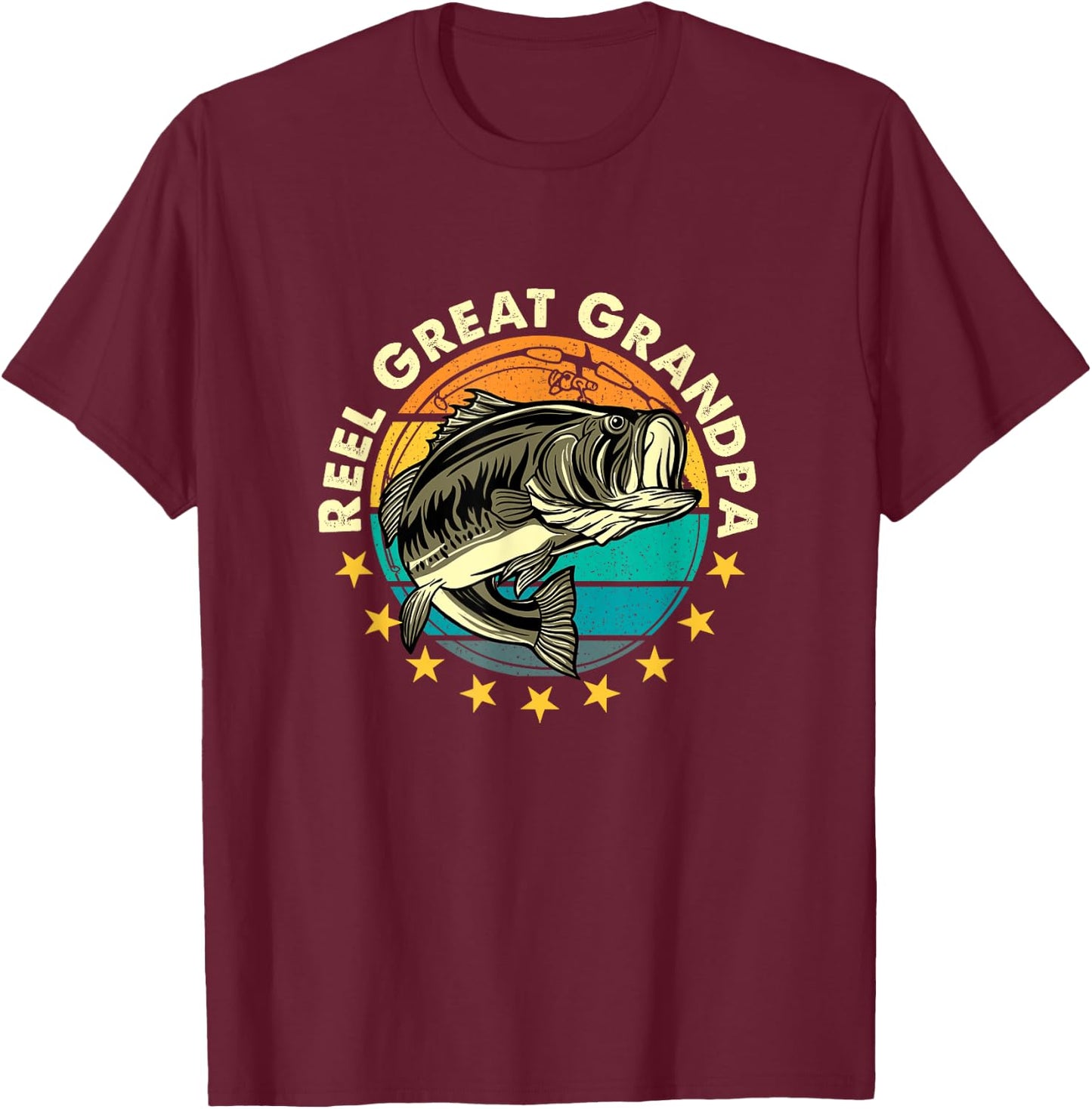 Funny Fishermen Reel Great Grandpa Fishing Grandfather T-Shirt - T-Shirt | Maroon