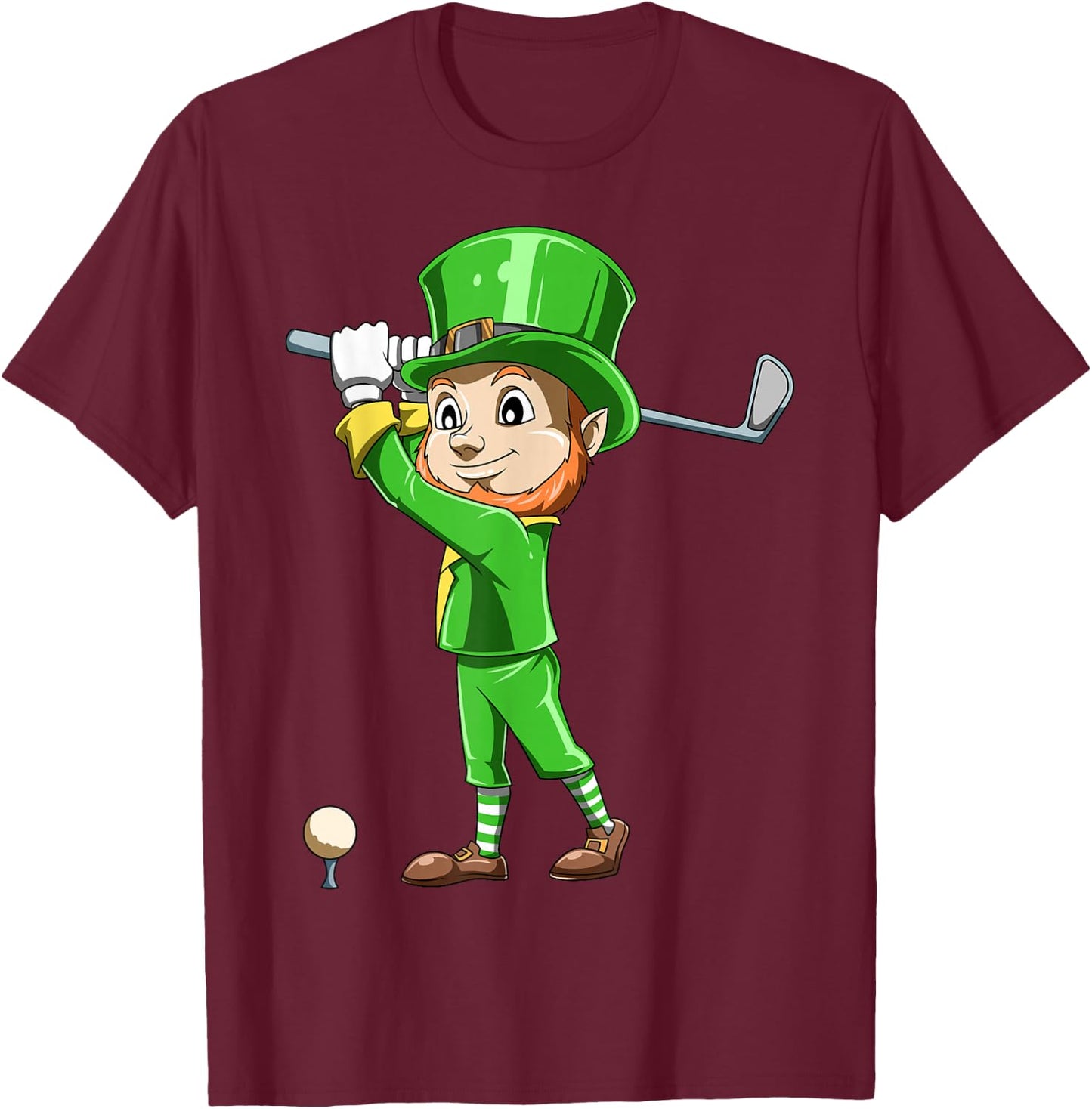 St. Patrick's Day Golf Leprechaun Playing Golf Irish Golfers T-Shirt - T-Shirt | Maroon