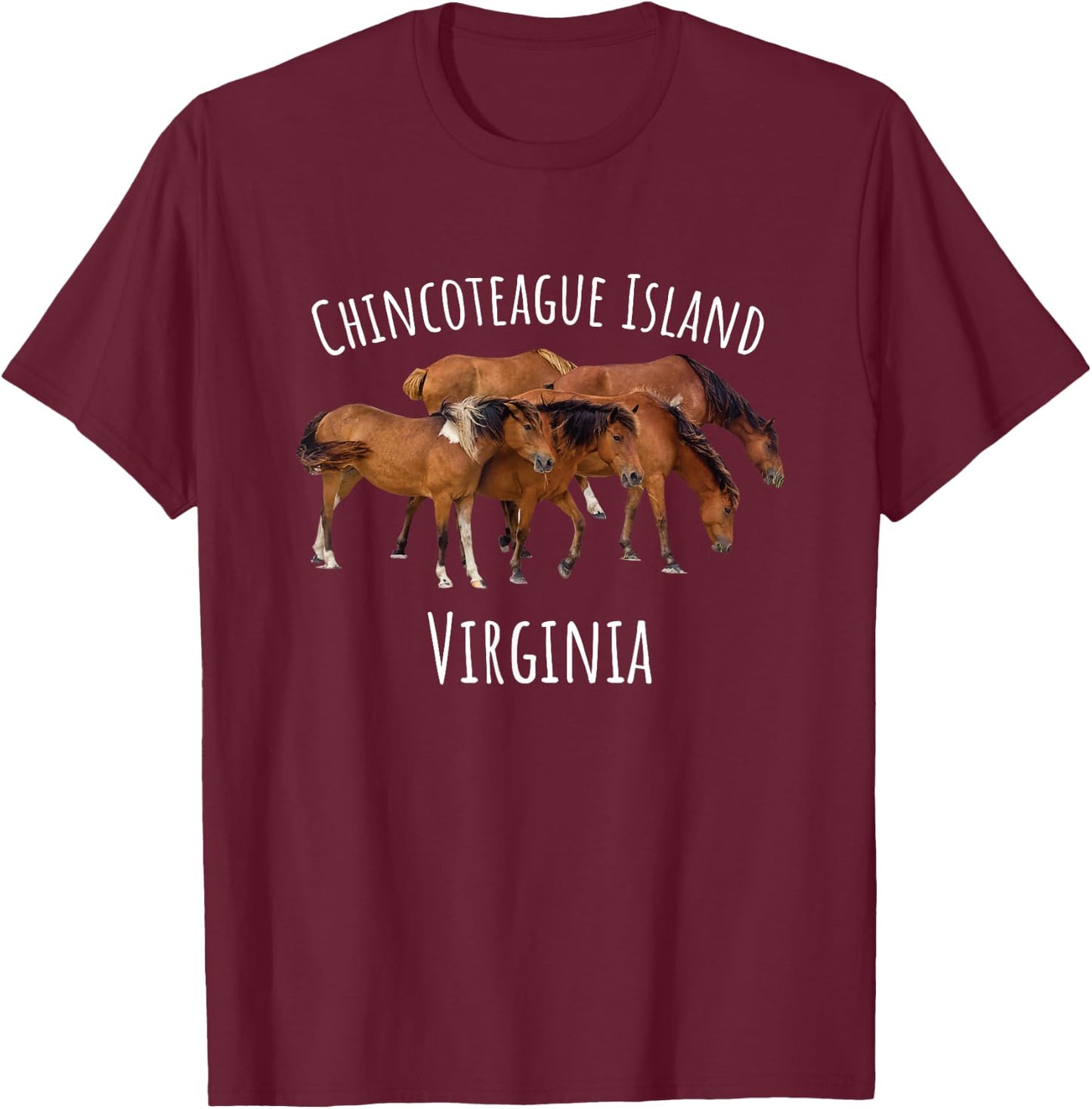 Chincoteague Island Virginia Horse Assateague Pony T-Shirt - T-Shirt | Maroon