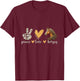 Peace Love Horses Girl I Love My Horses Equestrian Horseback T-Shirt - T-Shirt | Maroon