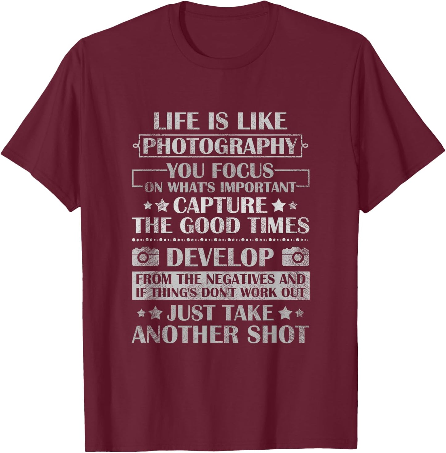 Life Is Like Photography Photographer Lover Camera Lens Gift T-Shirt - T-Shirt | Maroon
