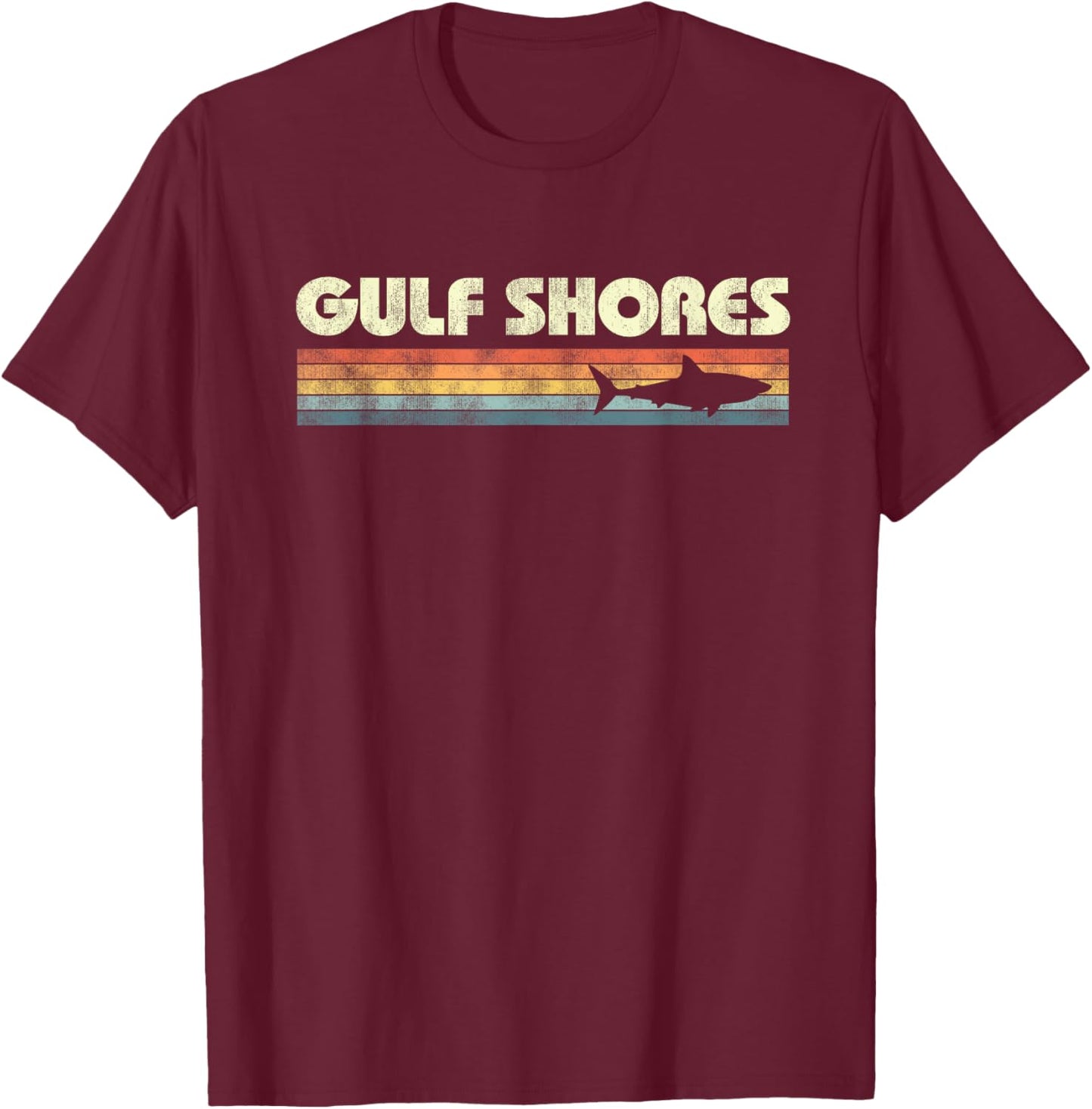 Gulf Shores Alabama Shark Vintage Boys Girls Souvenir T-Shirt - T-Shirt | Maroon