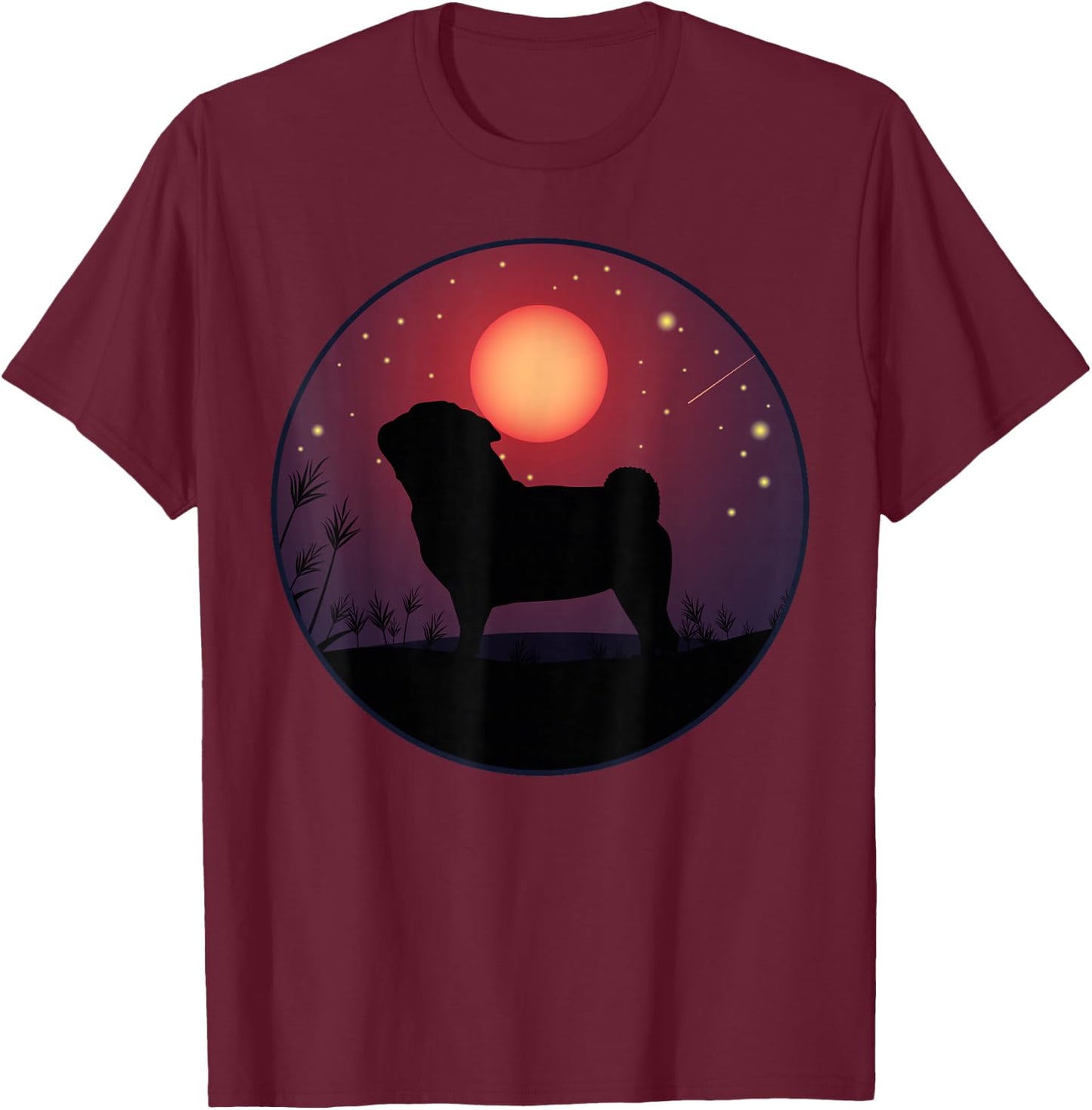 Pug Puggie-Dog T-Shirt - T-Shirt | Maroon